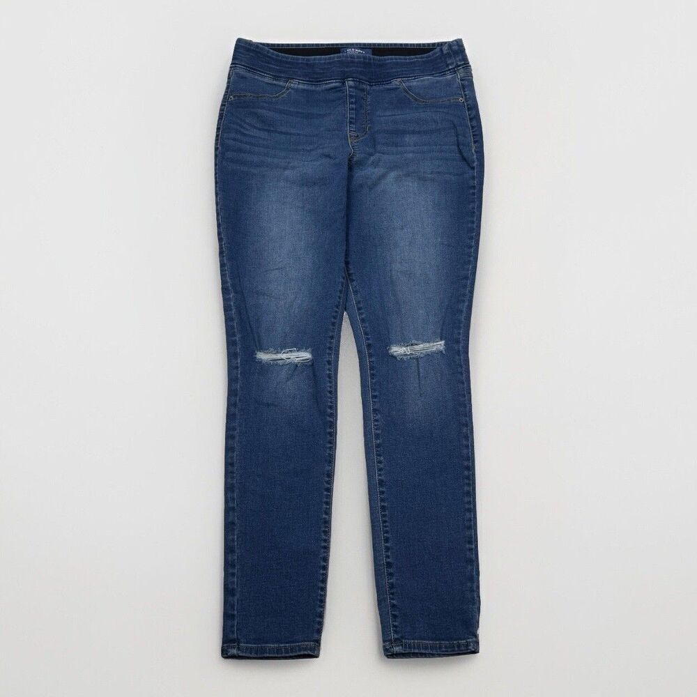 Old Navy Jeans Womens 12 Pull On Rockstar Skinny Distressed Measures 32 x 28.5